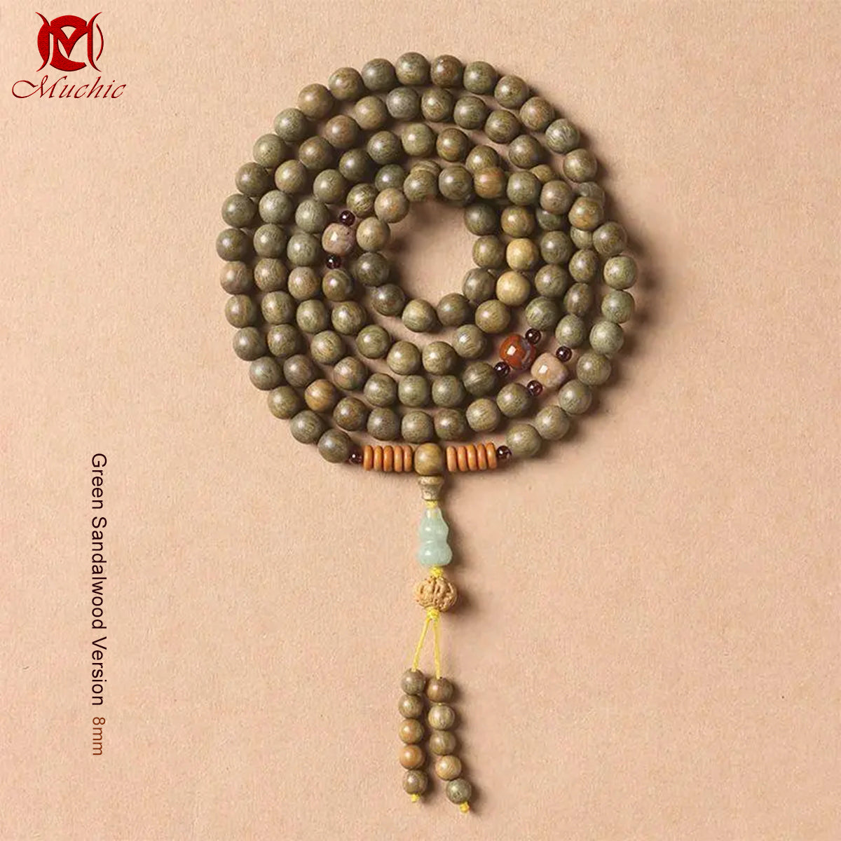 Golden Thread Rosewood and Green Rosewood Prayer Bead Bracelets