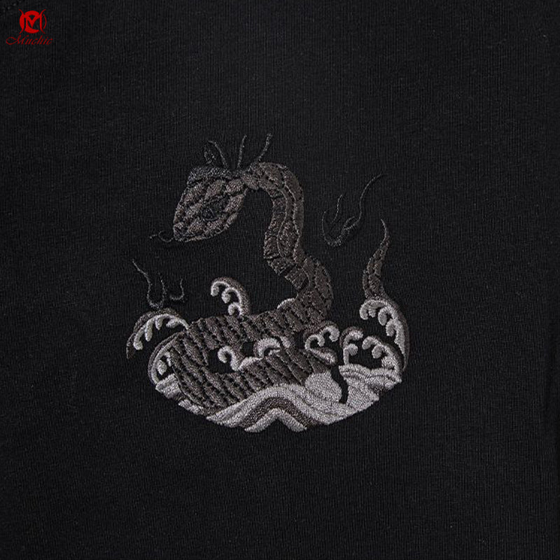 Unisex Intangible Cultural Heritage Snake Embroidery T-shirt(Hand Embroidered) (Duty Free)