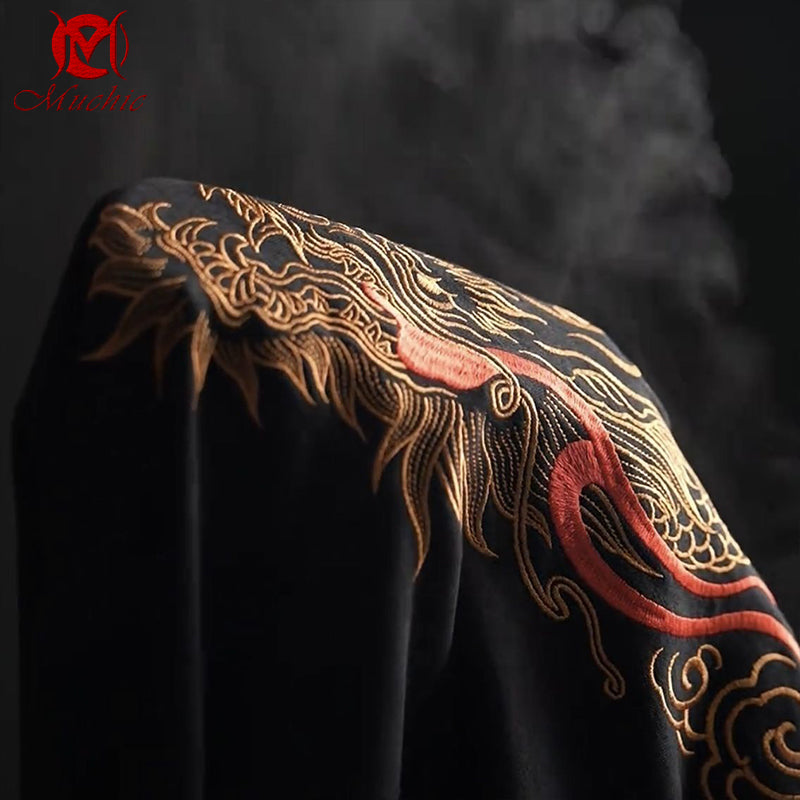 Unisex Intangible Cultural Heritage Dragon Embroidery T-shirt(Hand Embroidered) (Duty Free)