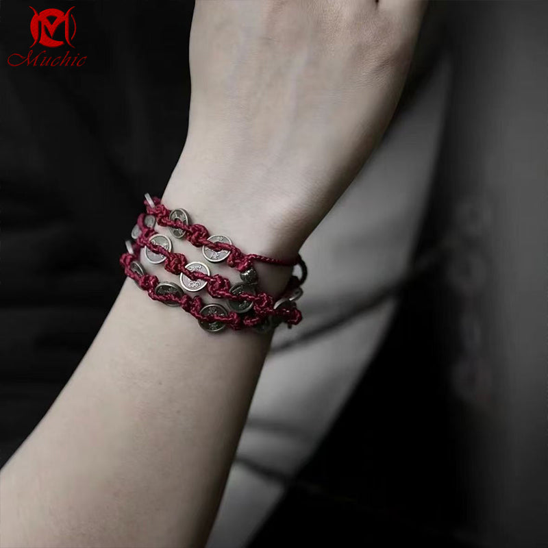 Mountain Ghost Flower Ten Thousand Coins Woven Taoist Bracelet