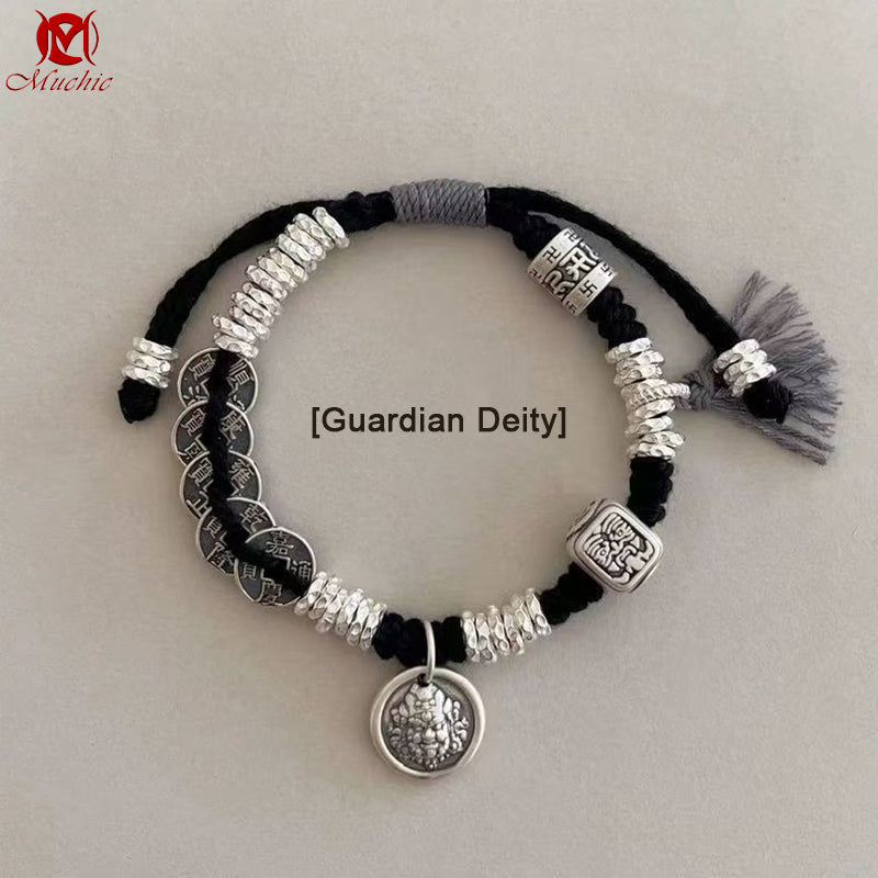 Five Emperors Ancient Method Coiled Pi Xiu Handwoven Cord Bracelet