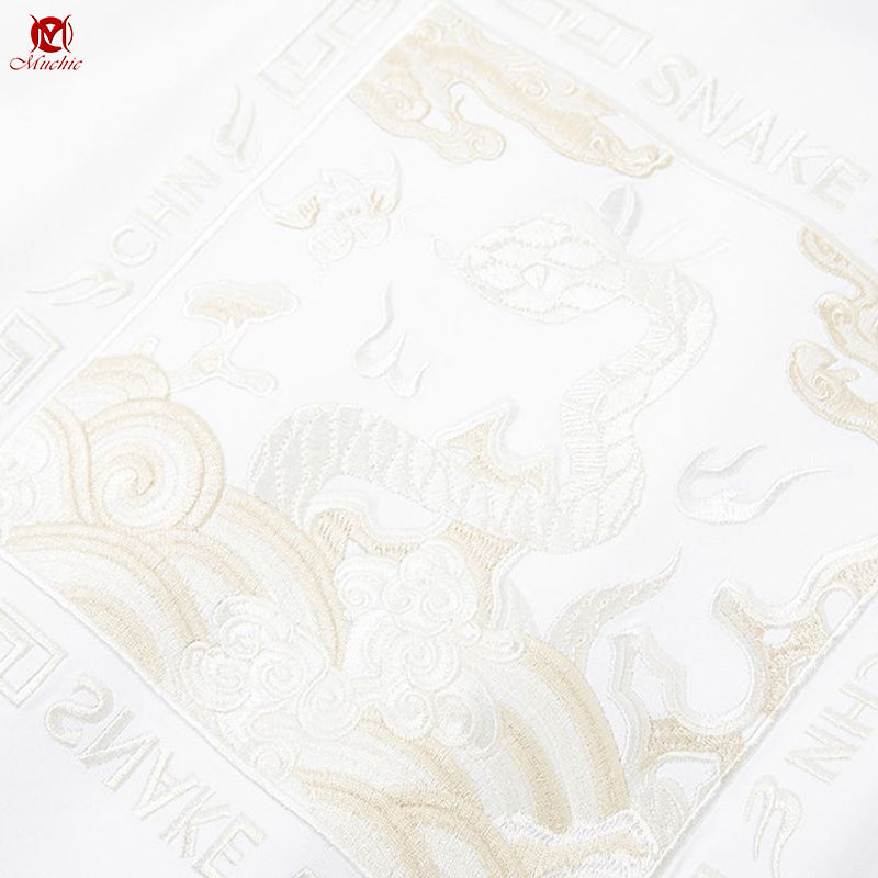 Unisex Intangible Cultural Heritage Snake Embroidery T-shirt(Hand Embroidered) (Duty Free)