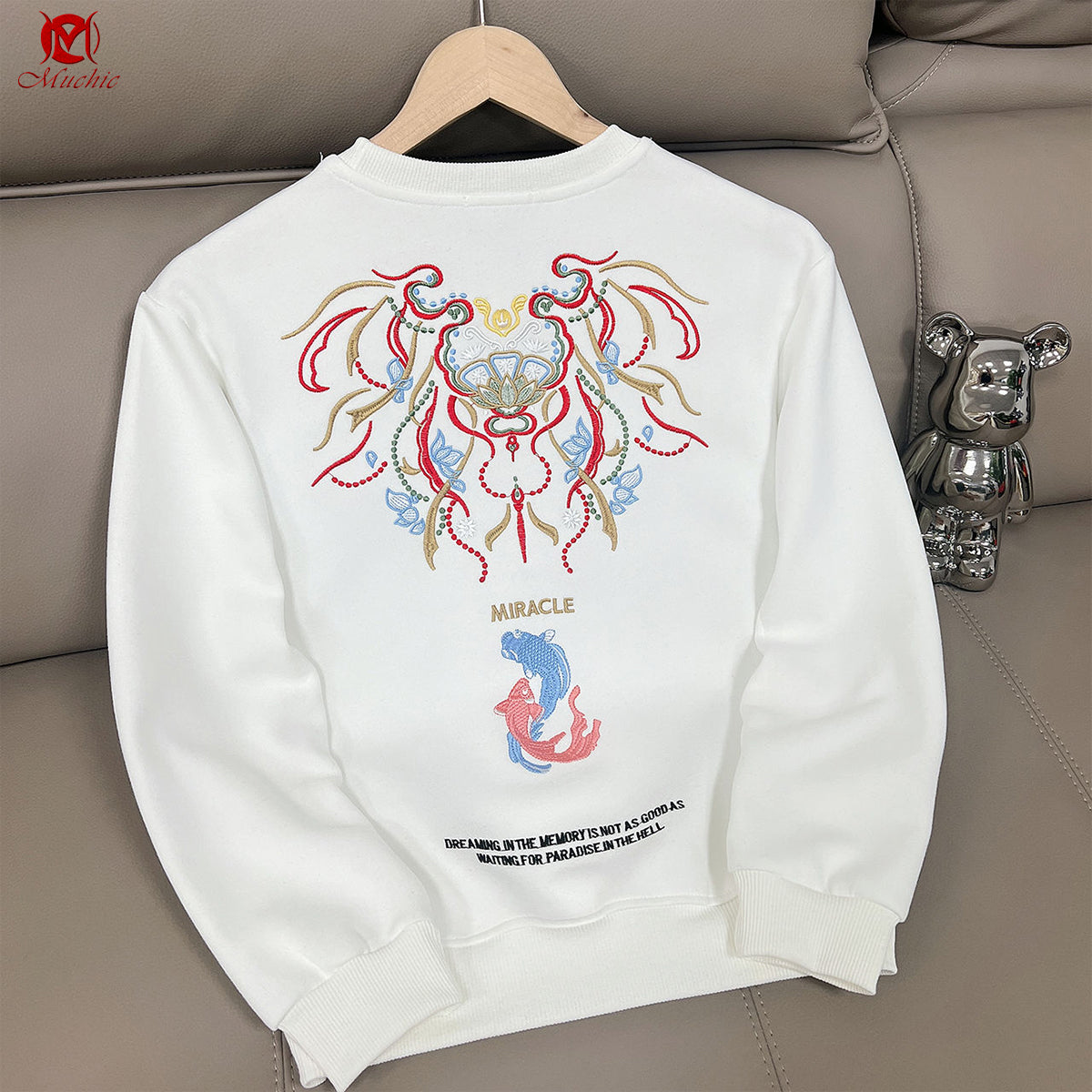 Unisex "Miracle" Heavy Industry Embroidery Inspired Vintage Hoodie (Duty Free)