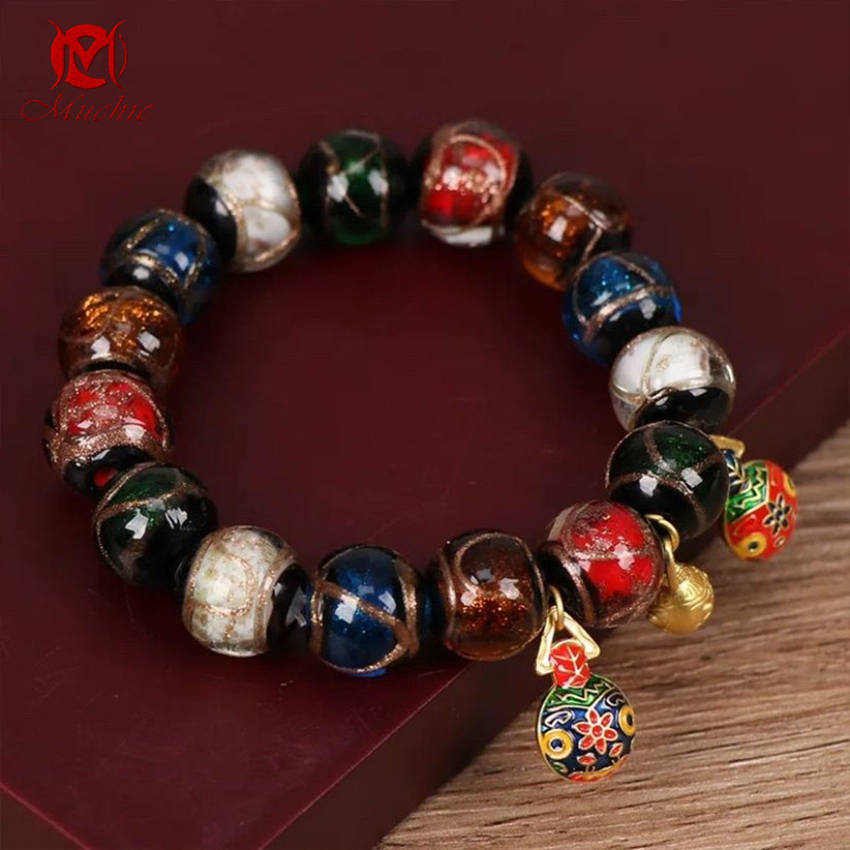 Incense Ash Glazed Five-Colored Gold-Devouring Beast Bracelet
