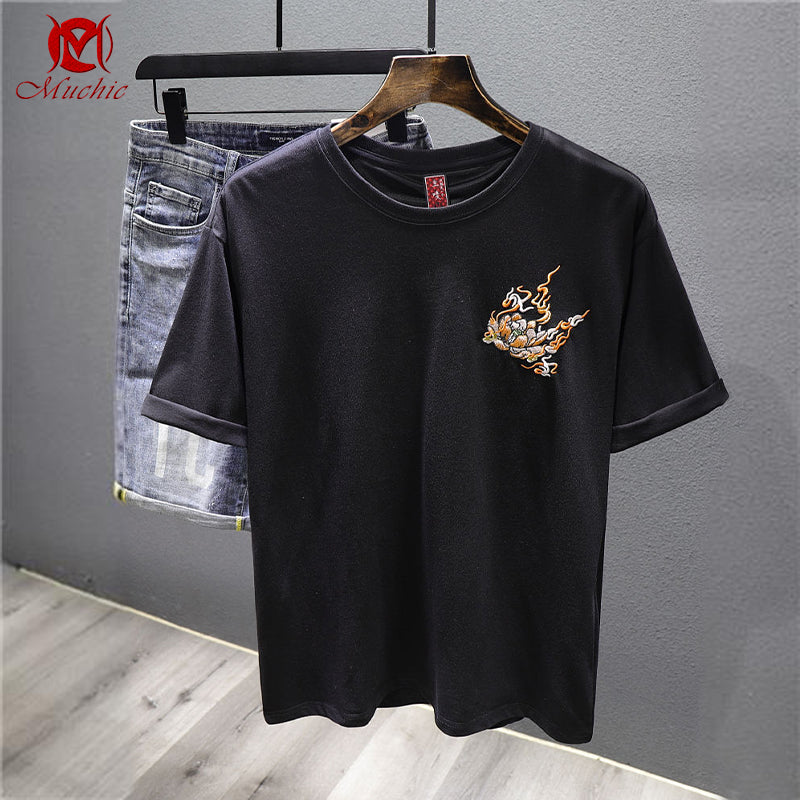 Unisex Intangible Cultural Heritage Qilin Embroidery T-shirt(Hand Embroidered) (Duty Free)