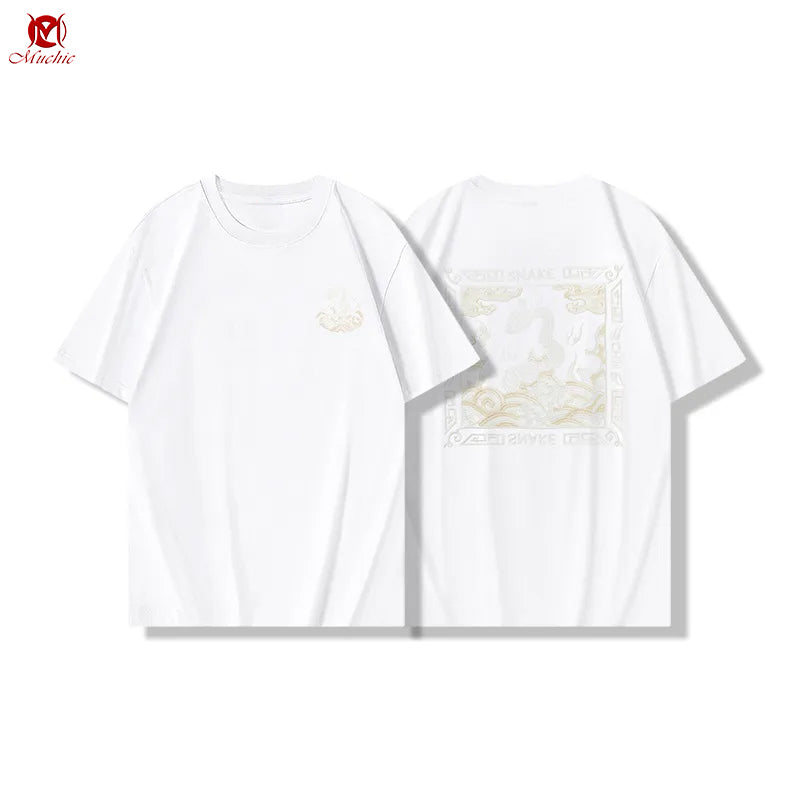 Unisex Intangible Cultural Heritage Snake Embroidery T-shirt(Hand Embroidered) (Duty Free)