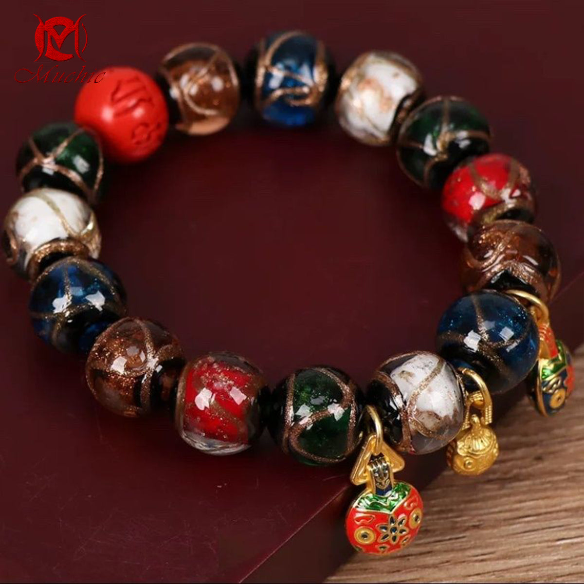 Incense Ash Glazed Five-Colored Gold-Devouring Beast Bracelet