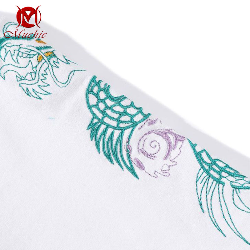 Unisex Intangible Cultural Heritag Dragon Embroidery T-shirt(Hand Embroidered) (Duty Free)