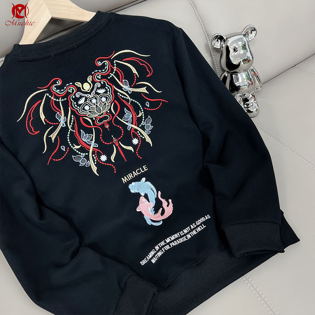 Unisex "Miracle" Heavy Industry Embroidery Inspired Vintage Hoodie (Duty Free)