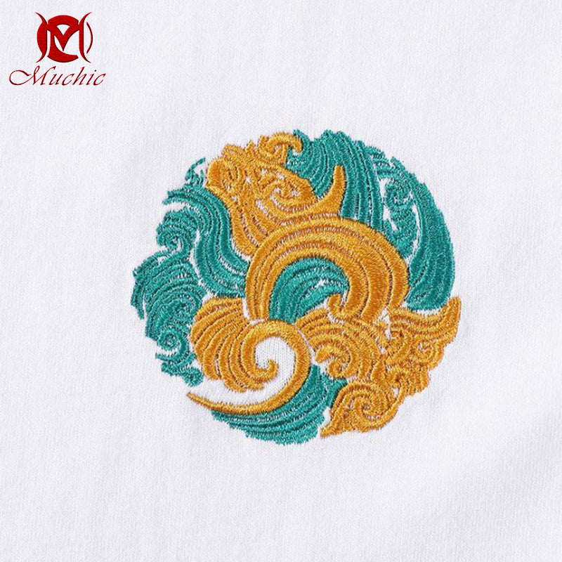 Unisex Intangible Cultural Heritag Dragon Embroidery T-shirt(Hand Embroidered) (Duty Free)
