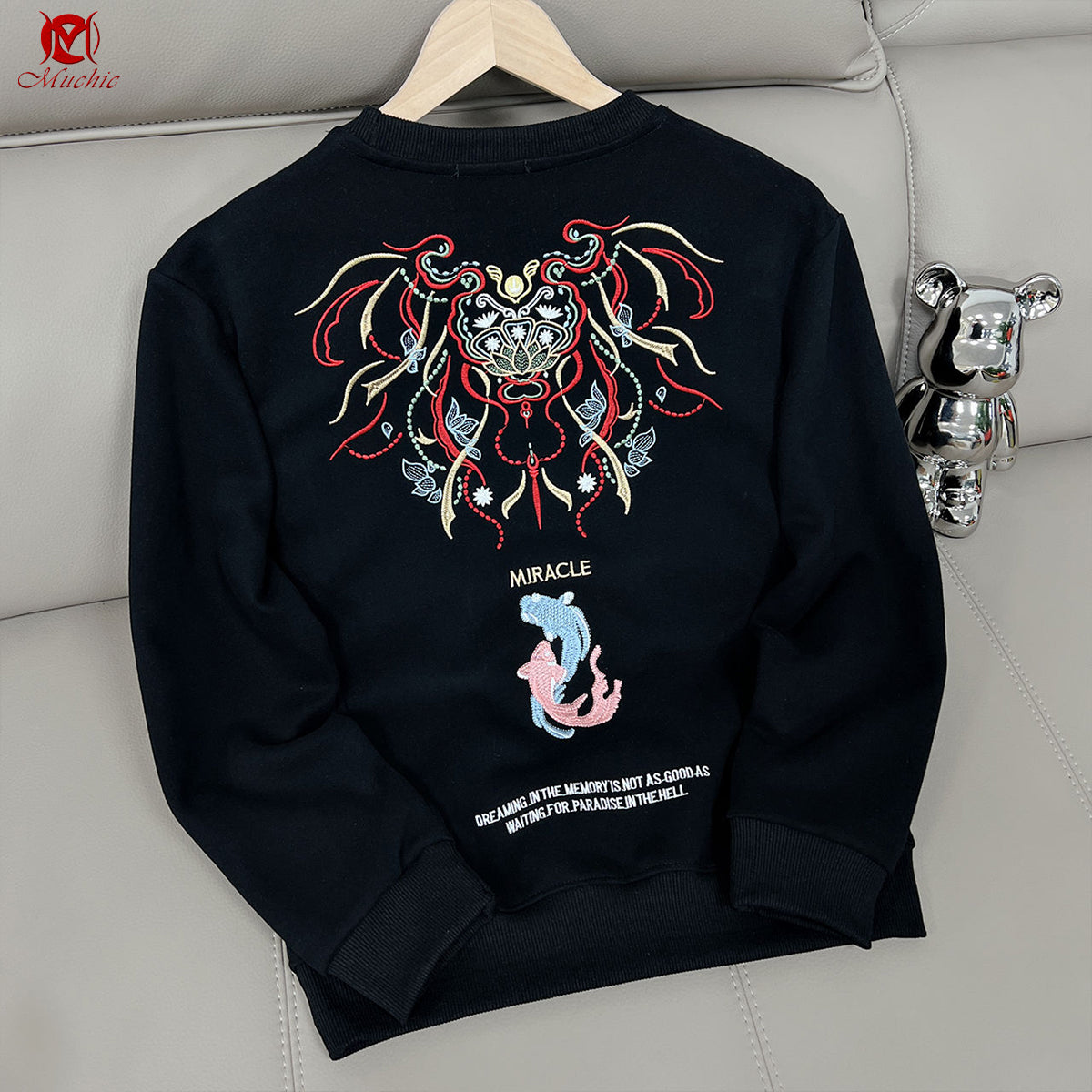 Unisex "Miracle" Heavy Industry Embroidery Inspired Vintage Hoodie (Duty Free)