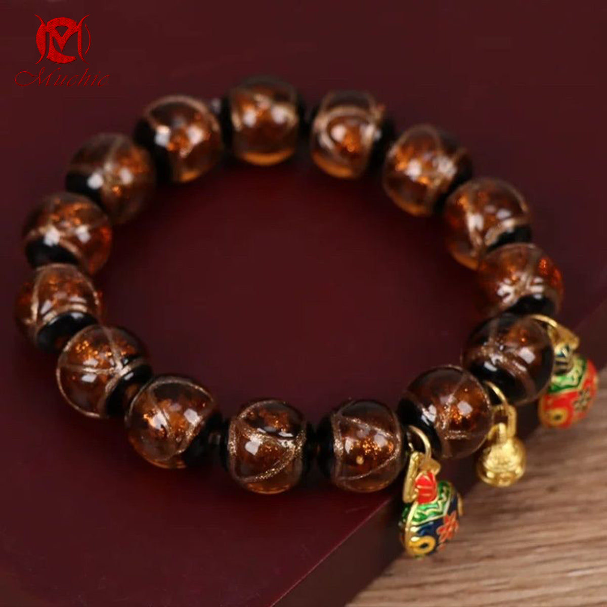 Incense Ash Glazed Five-Colored Gold-Devouring Beast Bracelet