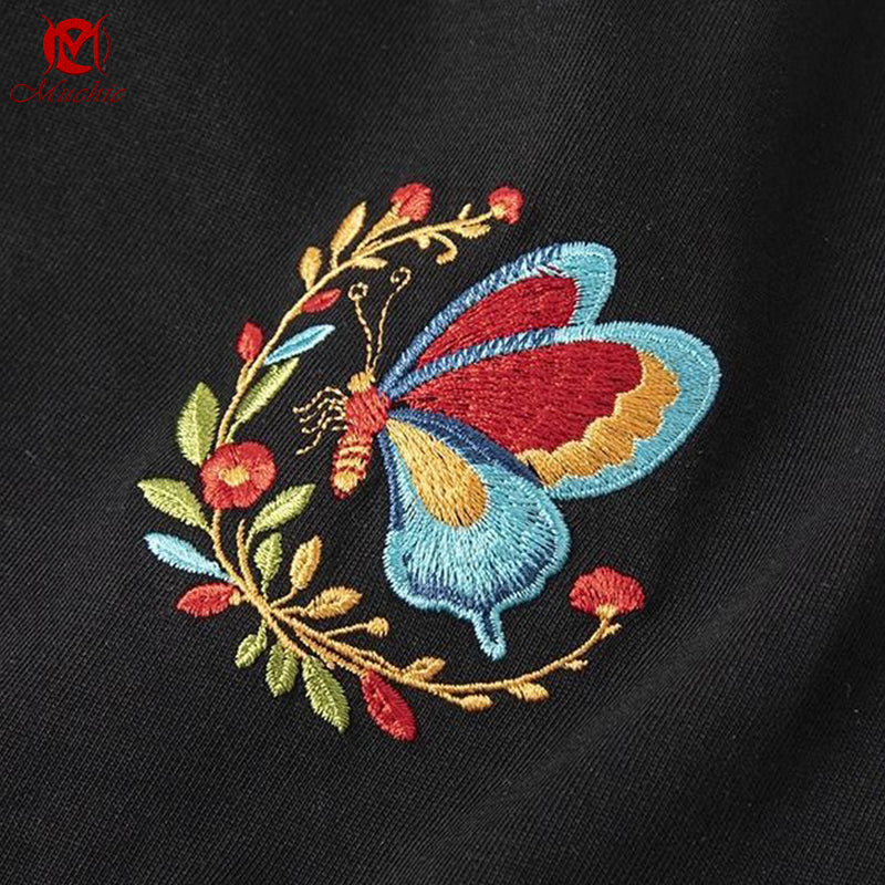 Unisex Intangible Cultural HeritageButterfly Light Change Embroidery T-shirt(Hand Embroidered) (Duty Free)