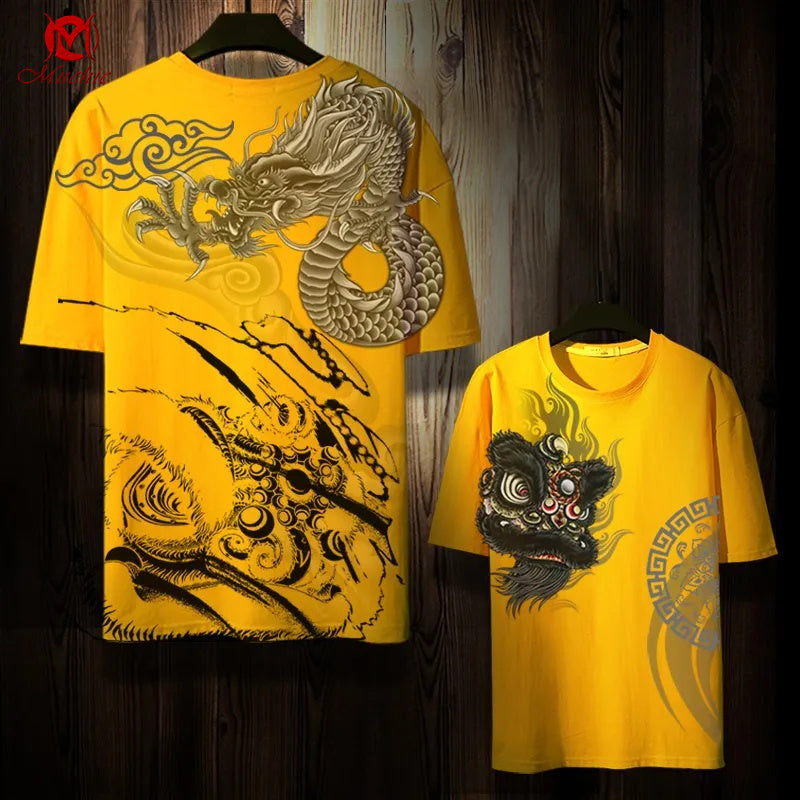 Unisex "Dragon and Lion Dance"Inspired Vintage T-Shirt(Duty Free)