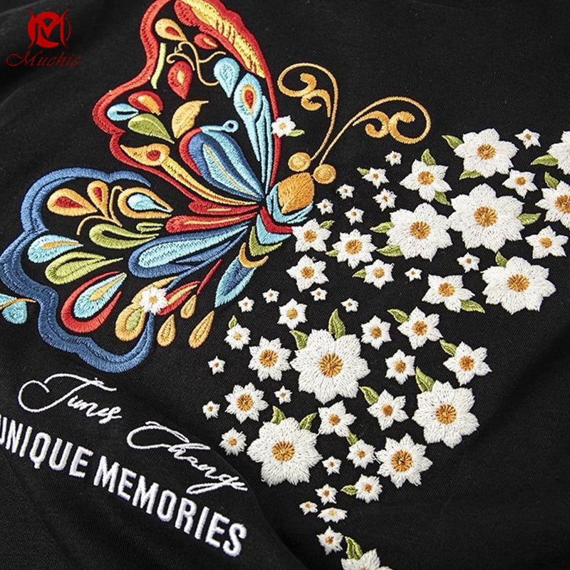 Unisex Intangible Cultural HeritageButterfly Light Change Embroidery T-shirt(Hand Embroidered) (Duty Free)