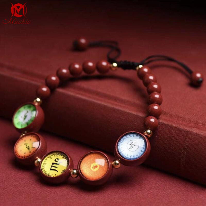 Genuine Cinnabar Purple Gold Sand Thangka Five Treasures Rosary Bracelet for the Year of the Snake