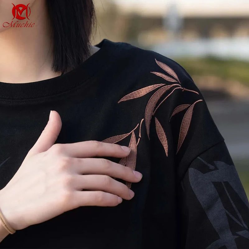 Unisex Intangible Cultural Heritage Bamboo Embroidery T-shirt(Hand Embroidered) (Duty Free)