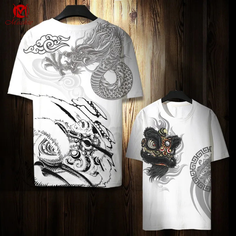 Unisex "Dragon and Lion Dance"Inspired Vintage T-Shirt(Duty Free)