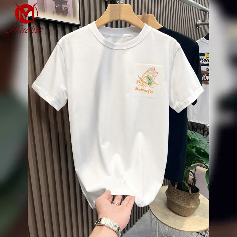 Unisex Intangible Cultural Heritag Butterfly Embroidery T-shirt(Hand Embroidered) (Duty Free)