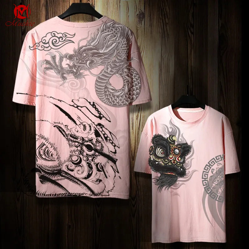 Unisex "Dragon and Lion Dance"Inspired Vintage T-Shirt(Duty Free)