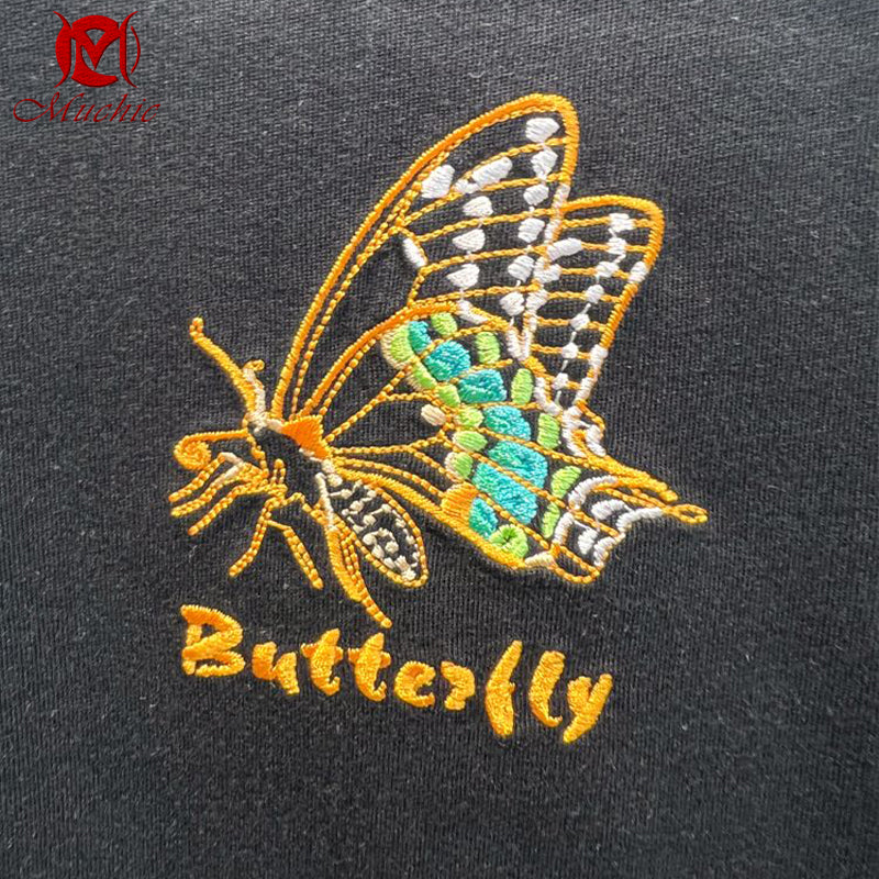 Unisex Intangible Cultural Heritag Butterfly Embroidery T-shirt(Hand Embroidered) (Duty Free)