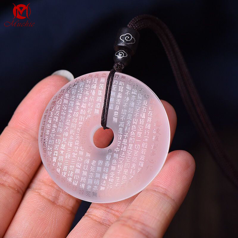 Pushan Natural White Crystal Peace Knot Pendant Necklace