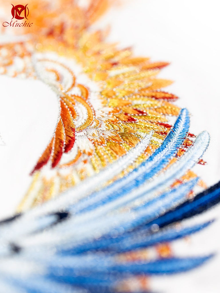 Unisex Intangible Cultural Heritage Phoenix Embroidery T-shirt(Hand Embroidered) (Duty Free)