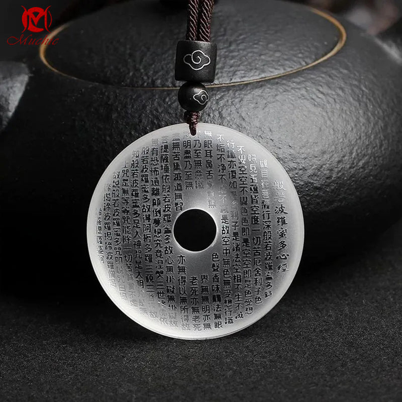 Pushan Natural White Crystal Peace Knot Pendant Necklace