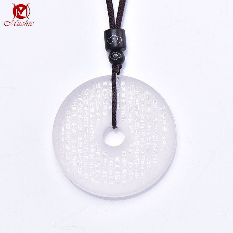 Pushan Natural White Crystal Peace Knot Pendant Necklace