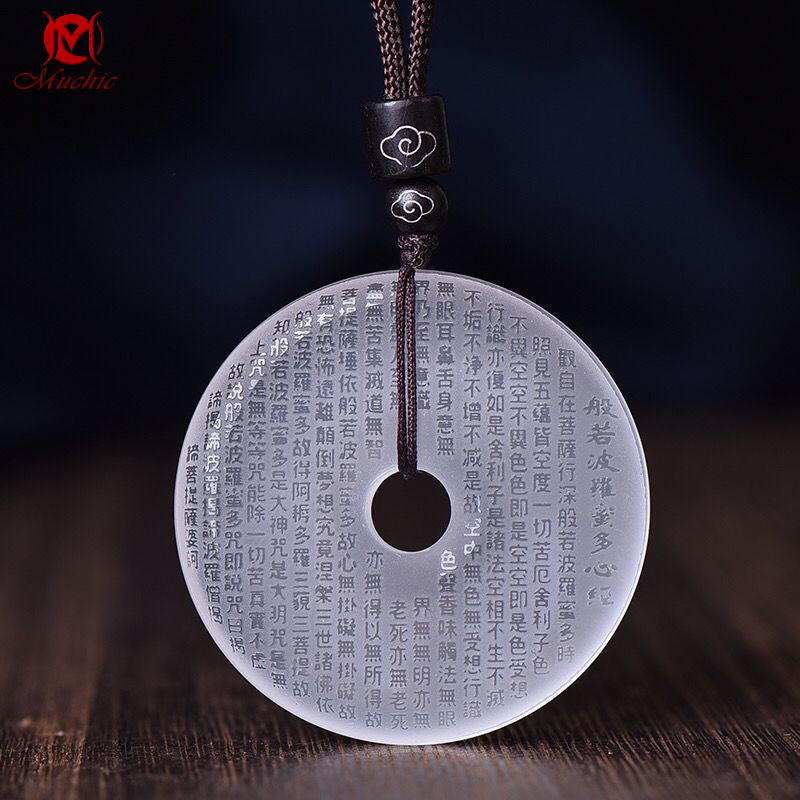 Pushan Natural White Crystal Peace Knot Pendant Necklace