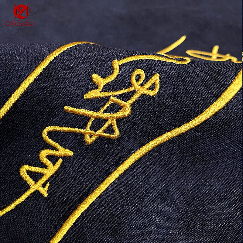 Unisex Intangible Cultural Heritag Buddha's Hand Bead Embroidery T-shirt(Hand Embroidered) (Duty Free)