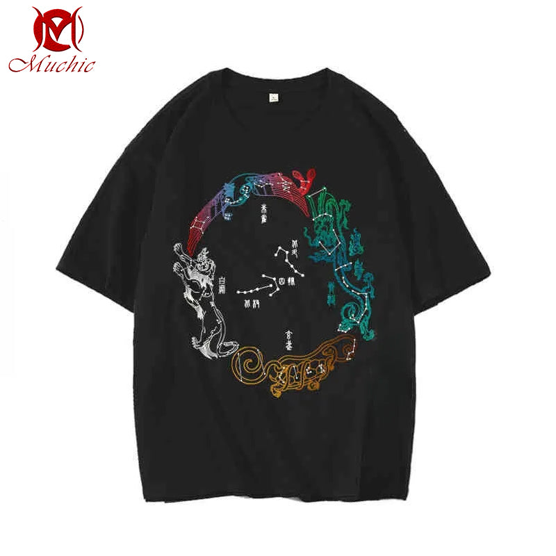 Unisex Intangible Cultural Heritag Four Mythical Beasts Embroidery T-shirt(Hand Embroidered) (Duty Free)