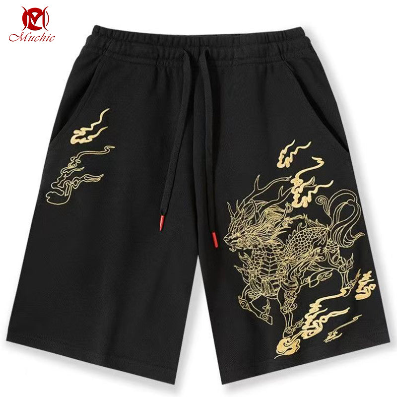 Unisex Intangible Cultural Heritag Qilin Embroidery Short(Duty Free)