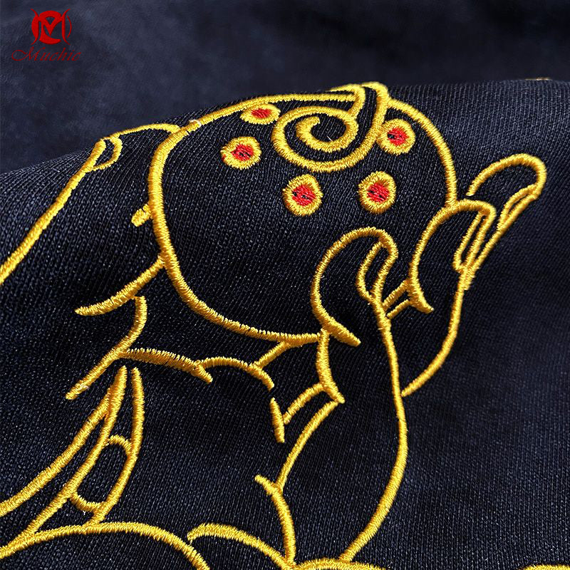Unisex Intangible Cultural Heritag Buddha's Hand Bead Embroidery T-shirt(Hand Embroidered) (Duty Free)
