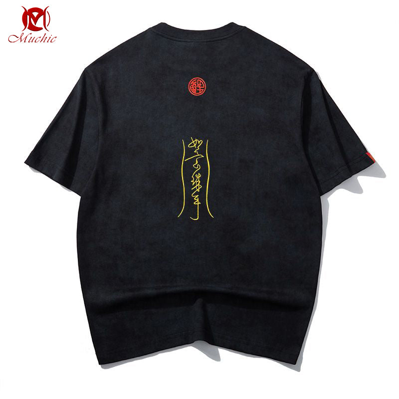 Unisex Intangible Cultural Heritag Buddha's Hand Bead Embroidery T-shirt(Hand Embroidered) (Duty Free)