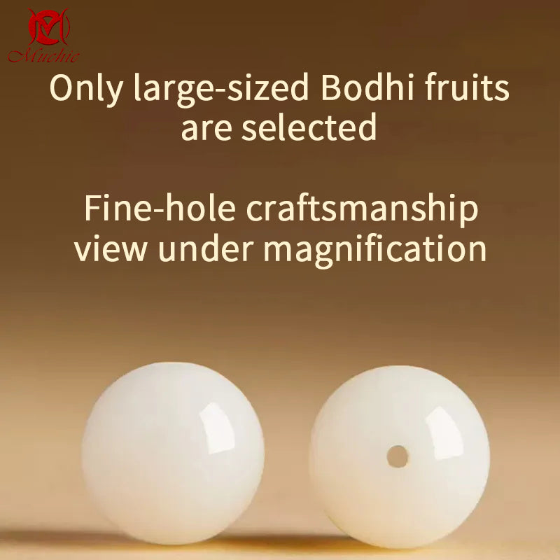 Pure Natural White Jade Bodhi Black Obsidian Bead Bracelet