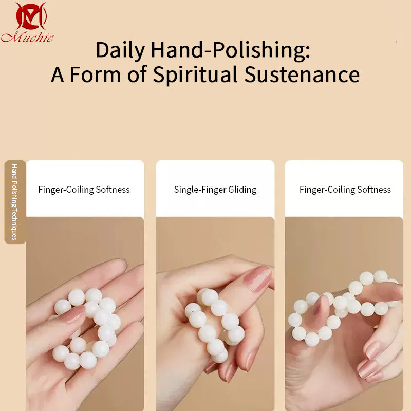 Pure Natural White Jade Bodhi Black Obsidian Bead Bracelet