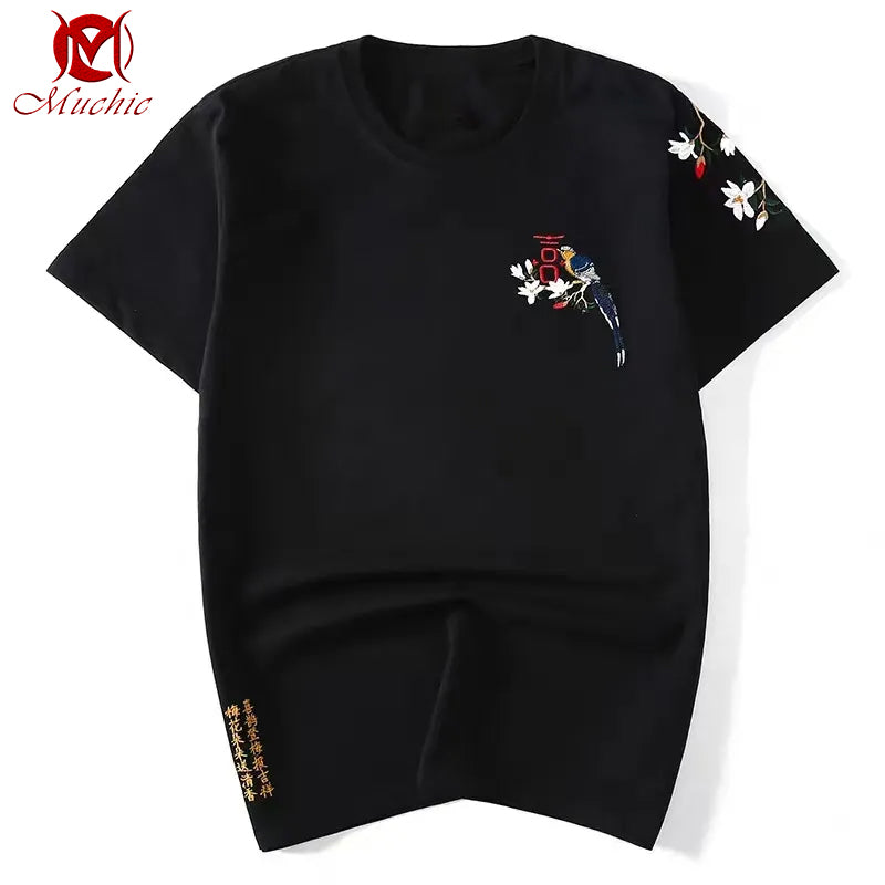 Unisex Intangible Cultural Heritag Magpie Embroidery T-shirt(Hand Embroidered) (Duty Free)