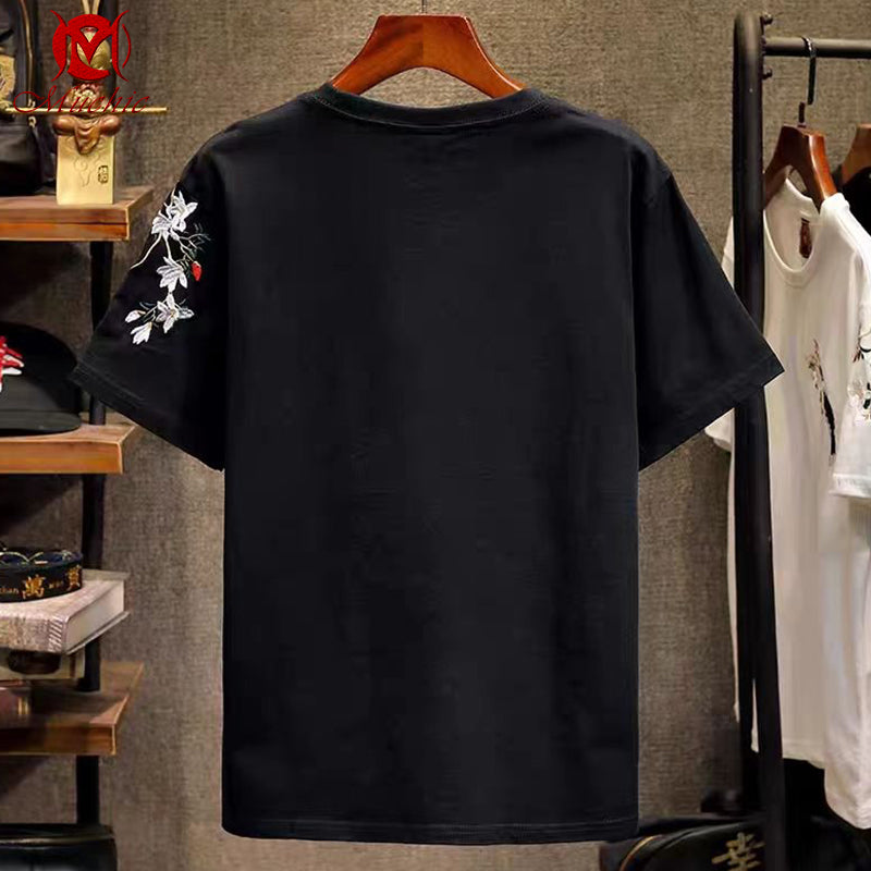 Unisex Intangible Cultural Heritag Magpie Embroidery T-shirt(Hand Embroidered) (Duty Free)