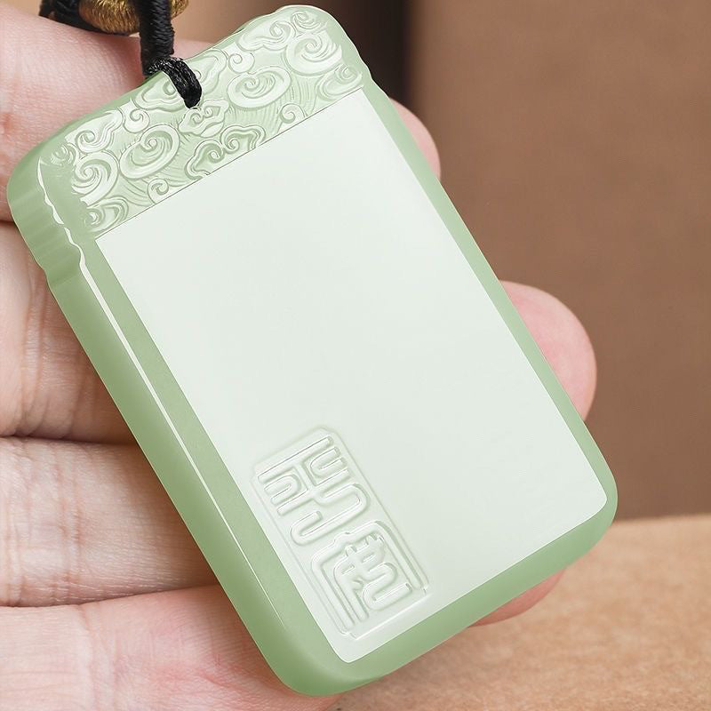 Natural Hetian Jade Peace Pendant – Protection & Balance Necklace