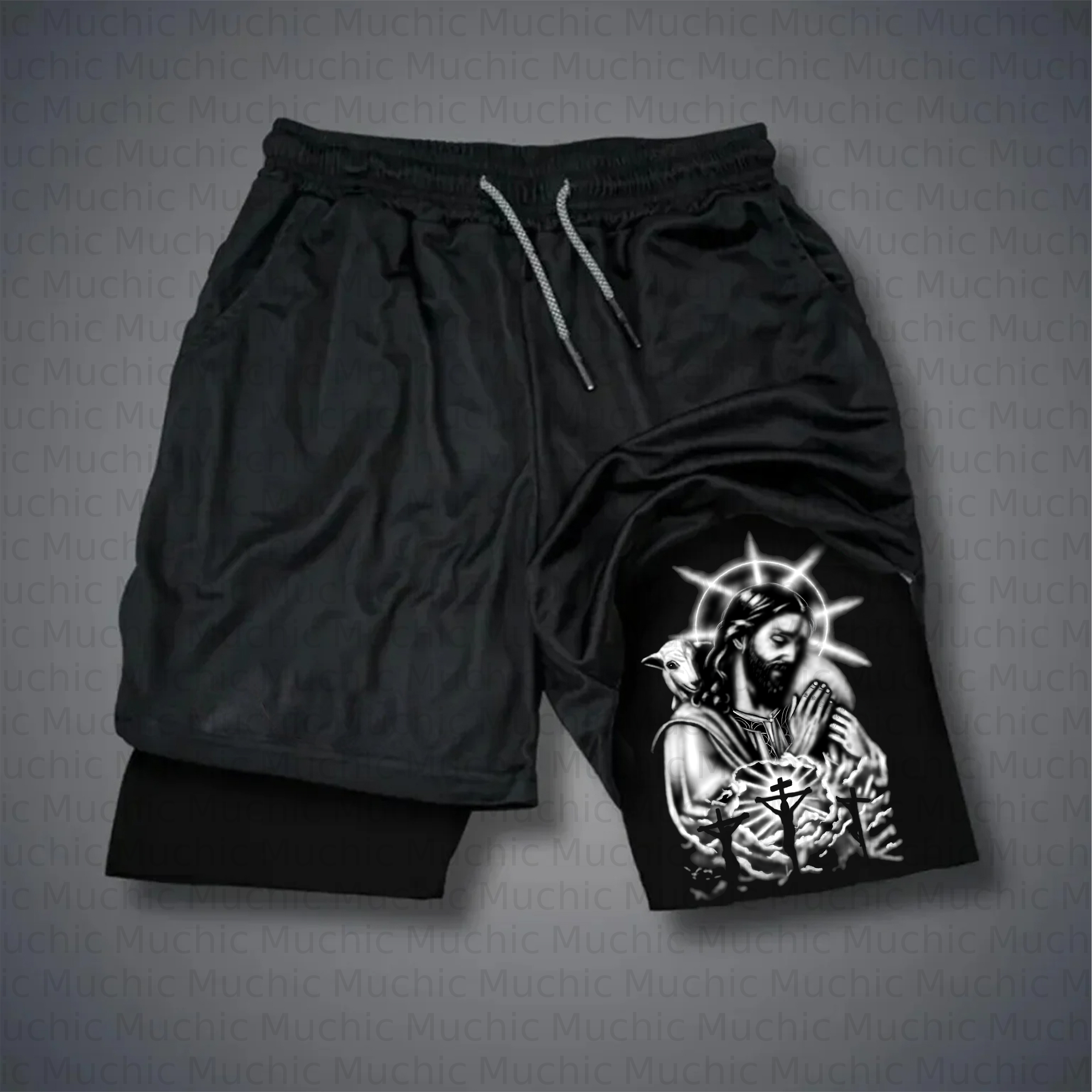 Unisex streetwear patterned retro Shorts