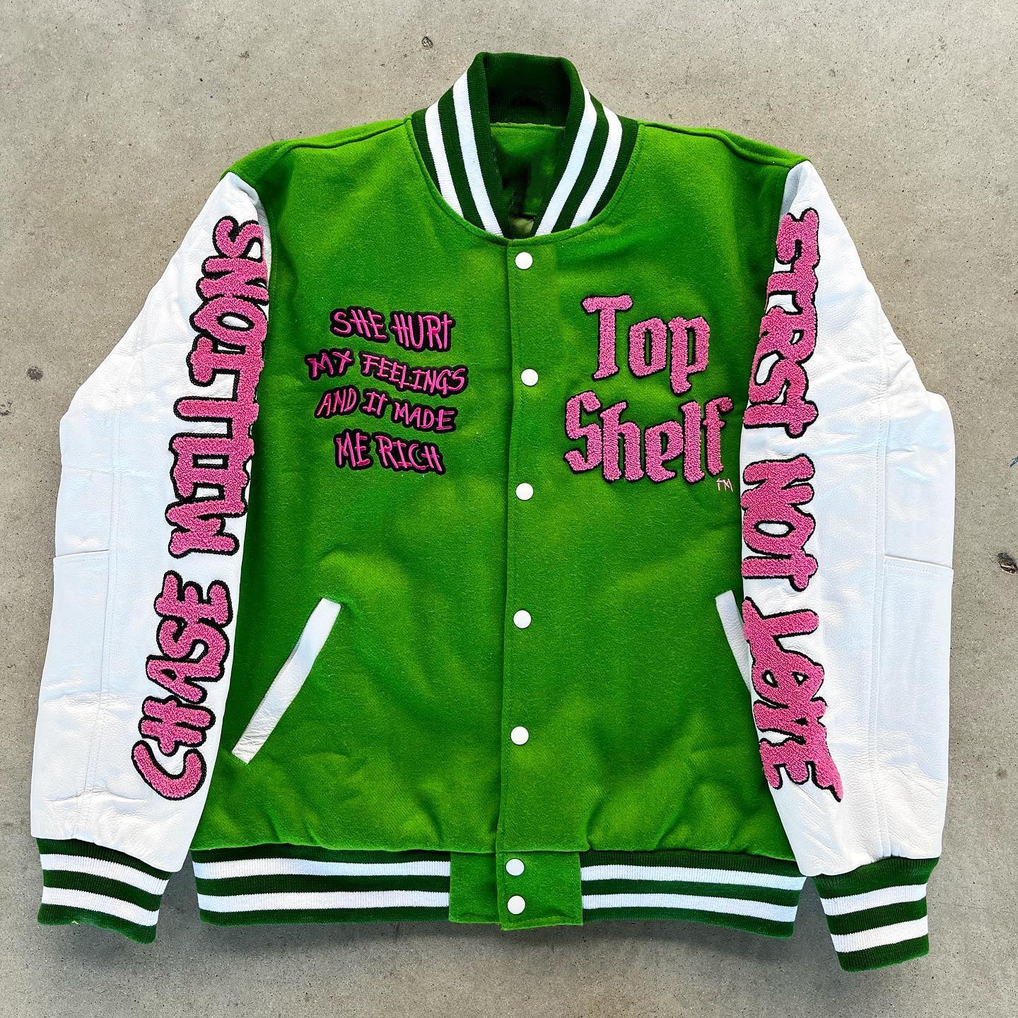 Muchic Casual Retro Street Baseball Jacket Green / S Coats & Jackets