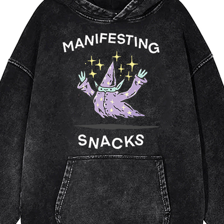 Muchic Unisex 'SNACKS' Fun Graphic Print Long Sleeve Hoodie