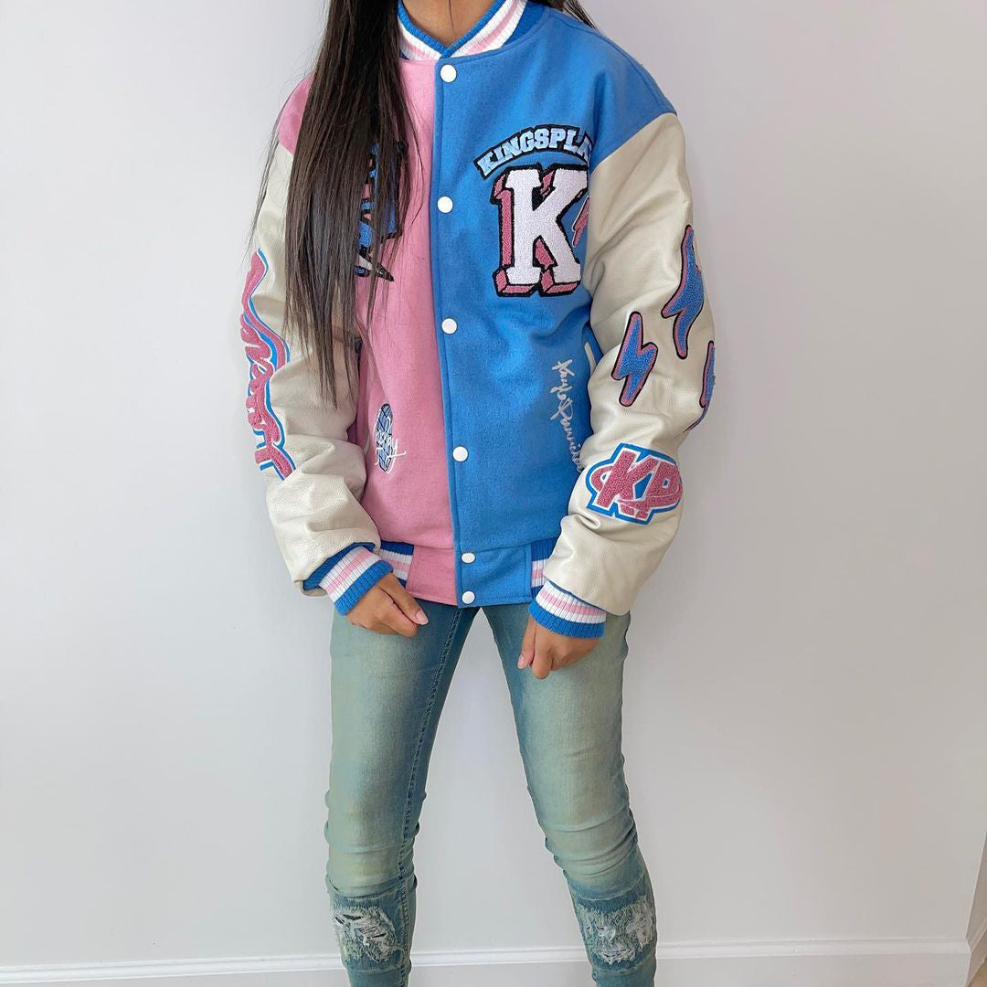 Muchic Fashionable Baseball Jacket With Contrasting Color Stitching Coats & Jackets