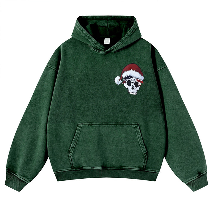 MUCHIC Unisex Fashion "Skull" Christmas Pattern Print Plush Thickened Long Sleeve Hoodie