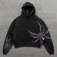 Muchic Personalized Spider Web Print Long Sleeve Hoodies