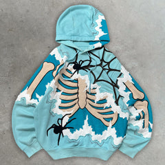 Muchic Spider Skull Casual Street Hoodie