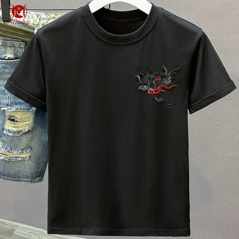 Unisex Intangible Cultural Heritage Qilin Embroidery T-shirt(Hand Embroidered) (Duty Free)