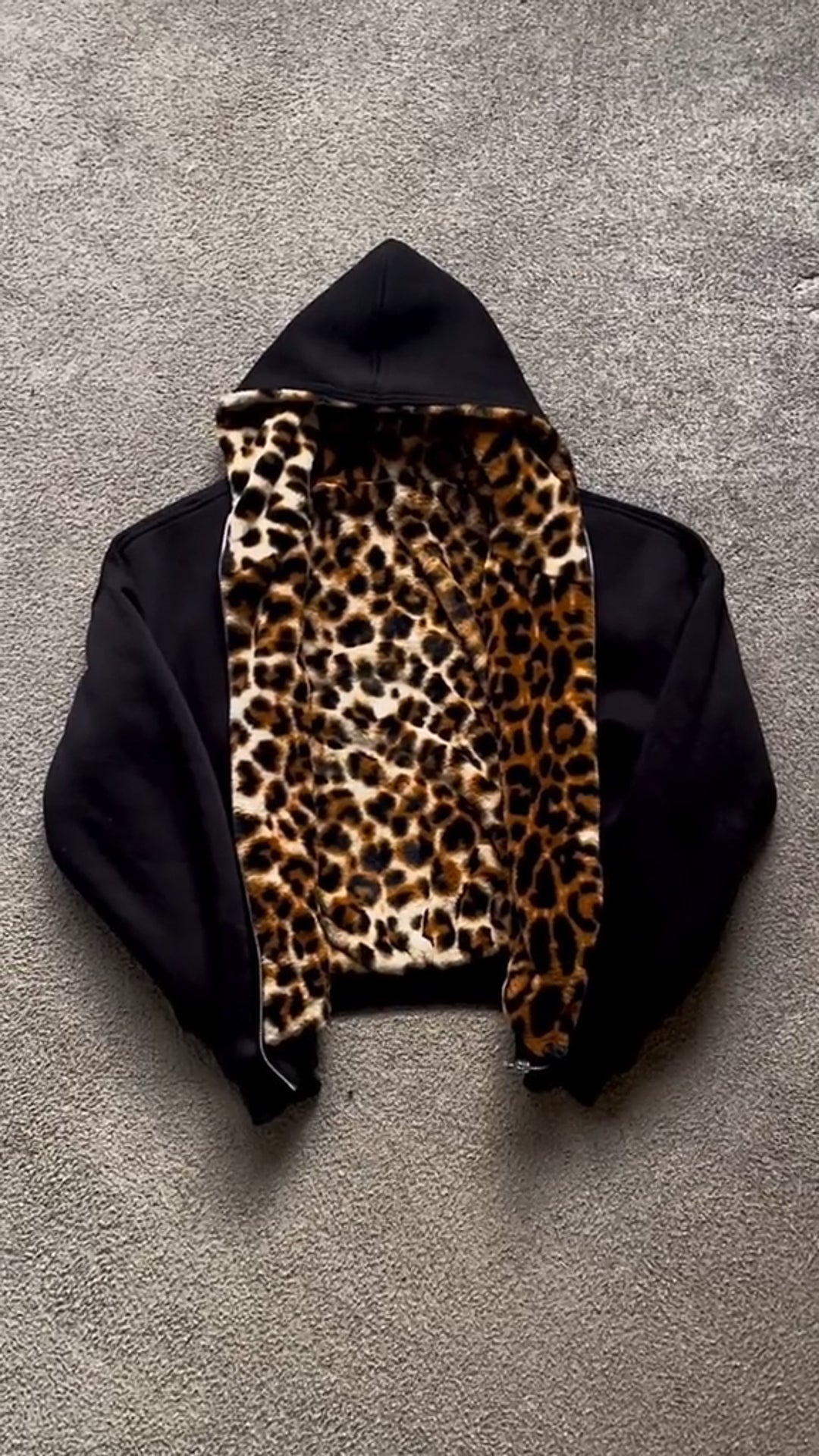 Muchic Unisex REVERSIBLE LEOPARD PRINT ZIP HOODIE