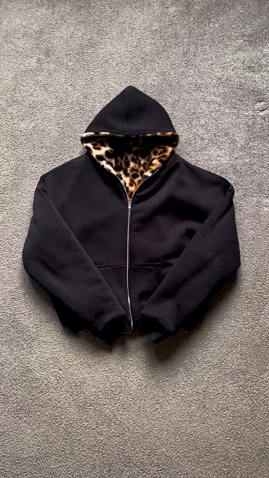 Muchic Unisex REVERSIBLE LEOPARD PRINT ZIP HOODIE